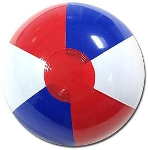 6-Inch Deflated Size Red White & Blue Beach Ball - Inflatable to 5-Inches Diameter