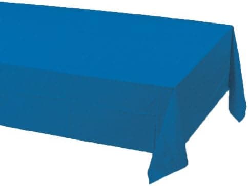 Creative Converting Touch of Color Plastic Lined Table Cover, 54 by 108-Inch, True Blue