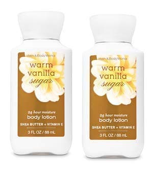 Bath and Body Works 2 Pack 24 Hour Moisture Warm Vanilla Sugar Travel Size Body Lotion 3 Oz.