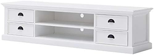 Beaumont Lane 4 Drawer 71" Wood TV Stand in Pure White - Assembled