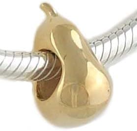 14 Karat Gold on Sterling Silver Pear Bead for European Charm Bracelet