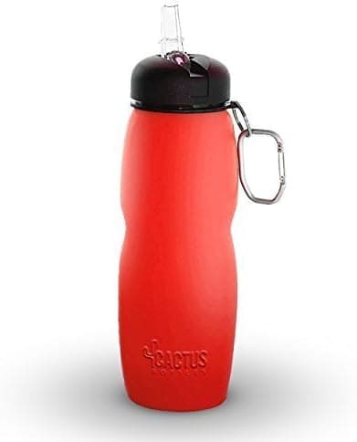 Cactus Collapsible Water Bottle - Stay Hydrated & Healthy With This Quality Sports Water Bottle - BPA & Phthalate Free - Eco-Friendly - Leak-Proof - Rolls Up or Flattens When Empty - Perfect Hiking, Camping & Bike Water Bottle - Holds 24 Oz