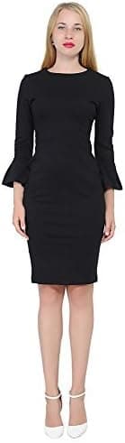 Marycrafts Womens Flounce Bell Sleeve Office Work Casual Pencil Dress