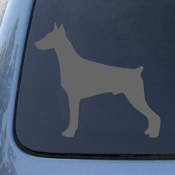 Decalgeek silver DOBERMAN SILHOUETTE - Dog - Vinyl Decal Sticker