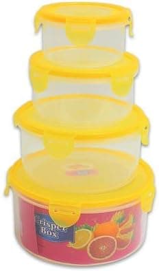 4-piece Set Round Yellow Seal-Fresh Container is great for storing fruits, vegetables, and prepared foods.