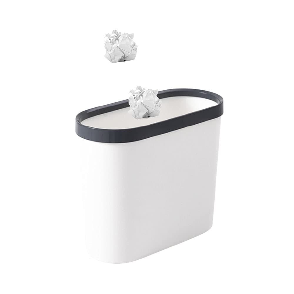 HPDEAR Plastic Wastebasket, Rectangular Slim Trash Can, Narrow Trash Bin, Garbage Can for Bedroom Bathroom Kitchen (Black)