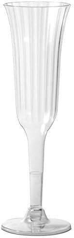Craft and Party 2-piece Plastic Deluxe Champagne Flutes, 6 Oz, Clear (Pack of 120)