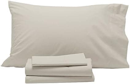 Coyuchi 1017594 Organic 220 Percale Sheet Set, King, Natural