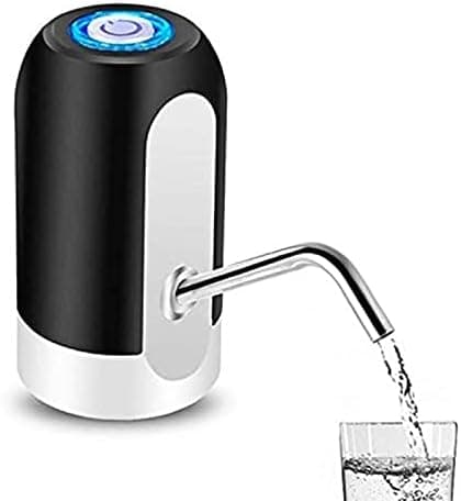 Electric Drinking Water Bottle Pump Portable LED Light Bottled Water Pump USB Rechargeable Dispenser for Home Office(Black)