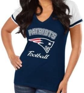 Majestic New England Patriots NFL Women's Go For Two IV V-Neck Team T-shirt - Navy