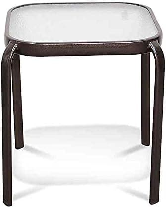 ELLASSAY Never Rust Aluminum Outdoor End Table in Bronze, 16 in x 16 in x 17.5