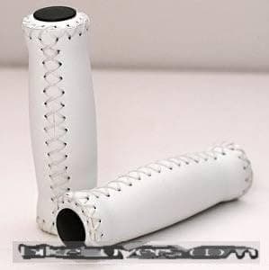 Velo Vinyl/Synthetic Leather Grips - 1-SP - White, for 7/8" handle bars of beach cruiser bikes