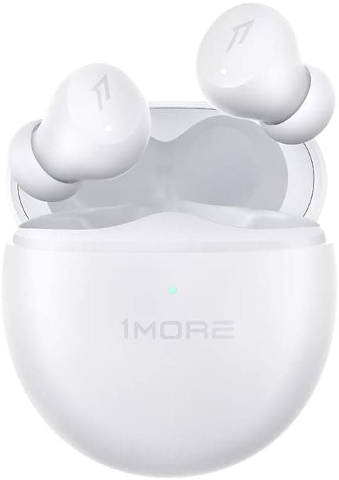 1MORE ComfoBuds Mini Hybrid Active Noise Cancelling Earbuds, in-Ear Headphones with Stereo Sound, Bluetooth 5.2 Headset with 4 Mics, Clear Calls, Wireless Charging, Soothing Sound, Waterproof, White