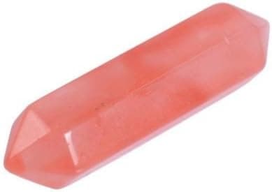 Wholesale 5 Pcs Gemstone Rock Crystal Healing Double Point Chakra Hexagonal Wand Stick 32mm 1.3" (Volcano cherry quartz)