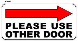 Please Use Other Door Right Arrow - Business Store Door Sign - Window Wall Sticker