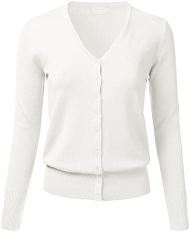 Women's Button Down V-Neck Long Sleeve Knit Cardigan with Sleeve Button Detail (S-3XL)