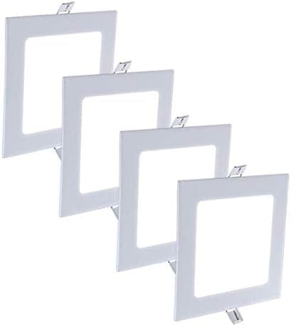 ZEEZ Lighting - 18W 8" (OD 8.75" / ID 7.85") Square Natural White Dimmable LED Recessed Ceiling Panel Down Light Bulb Slim Lamp Fixture - 4 Packs