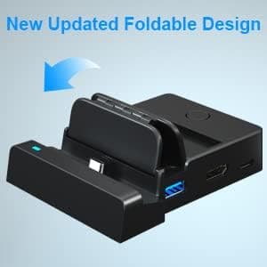 Switch Dock for Nintendo Switch Docking Station,Switch TV Dock Foldable Switch Dock Replacement TV Dock Charging Station Laptop Adapter Cord