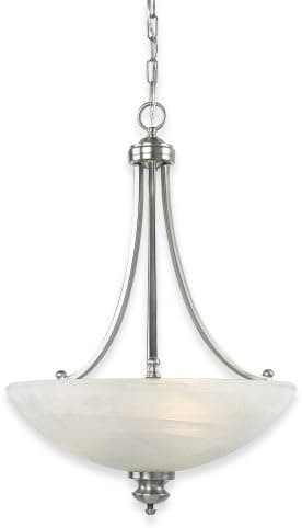 Royce Lighting RP800/3-12 Fairlawn Pendant Brushed Steel with White Alabaster Globe