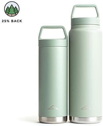 Tillak Metolius (18oz or 32oz) Stainless Steel Bottle, Double Wall, Vacuum Insulated, Leak Proof, Sweat Proof, with Wide Mouth, Recycled, BPA Free Cap