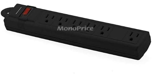 Monoprice 6 Outlet Power Strip - 200 Joules - Plastic w/ 3FT Cord (Black)