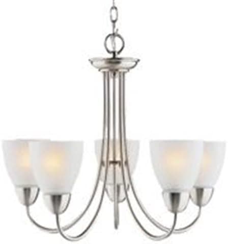 Boston Harbor A2242-6 2364008 Dimmable Chandelier, (5) 60/13 W Medium A19/Cfl Lamp, Chain Hanging, Frosted Glass Shade