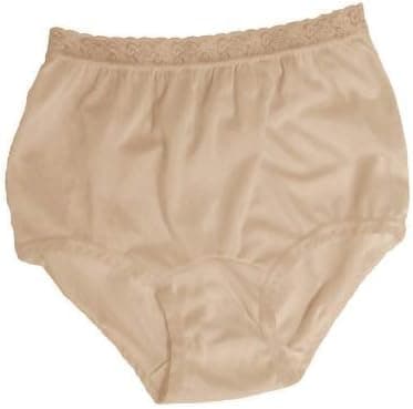 Carole Women's Nylon Lace Trim Panties Full Cut Briefs - Pack of 3