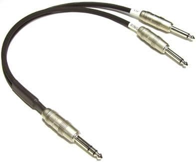 KIRLIN 6ft INSERT CABLE CORD - FULL METAL 1/4" TRS STEREO TO DUAL 1/4" TS MONO CABLE - 6' SEND AND RETURN CORD - SINGLE