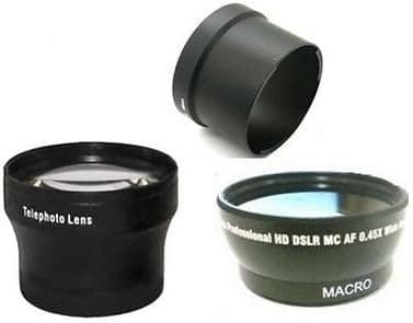 PhotoHighQuality Wide + Tele Lens + Tube Adapter Bundle Compatible for Canon Powershot S2IS, Canon S3IS, Canon S5IS