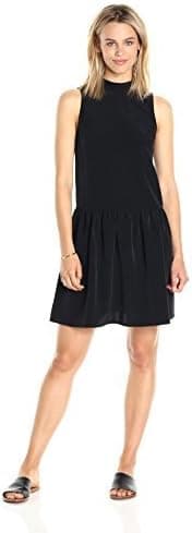 PARIS SUNDAY Women's Sleeveless Band Collar Bottom Flounce Dress