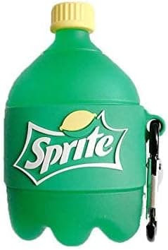 Cute AirPod Case Sprite Cover for Apple AirPods 1 2 with Clip Keychain Soft Silicone Green Lemon Drink Bottle 3D Cartoon Fresh Summer Cute Cool Fun Unique Kids Girls Boys Son Daughter Men Guys