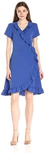 Lark & Ro Women's Standard Short Sleeve Wrap Ruffle Dress