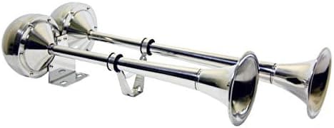 Deluxe Dual Electric Marine Boat Horns - Stainless Steel - Weather Resistant - Loud 116 dB - 12v - Boats/RV/Trucks