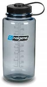 Nalgene Wide Mouth 32 Oz Lexan Water Bottle, grey with black top