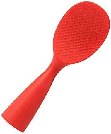 Non StickNon Stick Rice Scooper Standing Rice Spoon Paddle, Professional Rice Potato Server Spatula (Red)