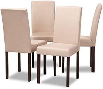 Baxton Studio Andrew Contemporary Espresso Wood and Beige Fabric Dining Chairs (Set of 2)