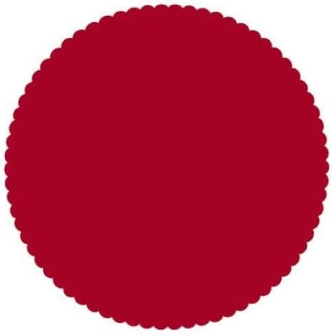 8-Count Round Decorative Placemat Chargers, Scalloped Red