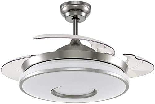 TFCFL Ceiling Fan Retractable Ceiling Fan with Lights Ceiling Fan Silver LED Dimmable Chandelier Fan with Remote for Bedroom Dining Room (Silver)