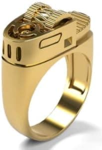 GOLD LIGHTER SHAPED NOVELTY METAL BIKER RING (8)