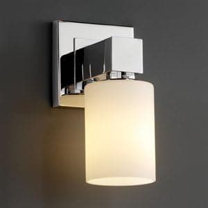 Justice Design FSN-8705-15-OPAL-CROM Aero One Light Wall Sconce (No Arms), Glass Options: OPAL: Opal Glass Shade, Choose Finish: Polished Chrome Finish, Choose Lamping Option: Standard Lamping