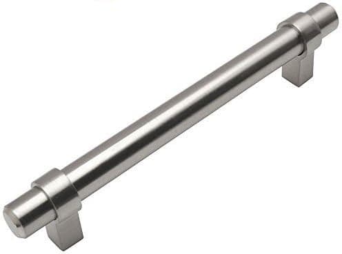 Cosmas 5 Pack 161-160SN Satin Nickel Euro Style Cabinet Bar Handle Pull - 6-5/16" Hole Centers
