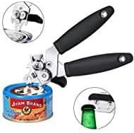 Bontime Stainless Steel Can Opener - Safety Jar Bottle Opener, Non-slip Grip & Heavy Duty, Multifunctional Kitchen Tool
