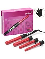 Ivation Professional Hair Curling Iron 3 in 1 Piece Clipless Flexible Tourmaline Wand Set, Sizes 13, 18, 32 mm Ceramic Barrels, Digital LCD Display Temperature Control Heat Resistant Glove, Black, 3 Barrel -