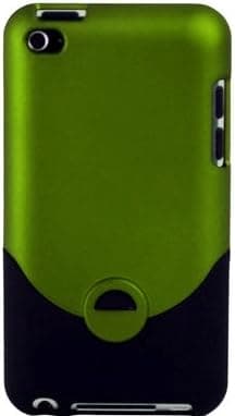Green Rubberized Slider Case for Apple iPod Touch 4, 4G (4th Generation) - Includes 24/7 Cases Microfiber Cleaning Cloth [Retail Packaging by DandyCase]
