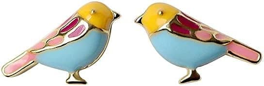 Colorful bird drop glue simple small temperament lovely animal earrings for women and girls