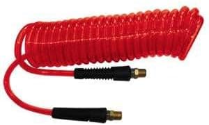 Interstate Pneumatics HR34-010 1/4 Inch 10 ft long w/1/4 Inch NPT Swivel Fittings, Recoil Red Polyurethane Hose