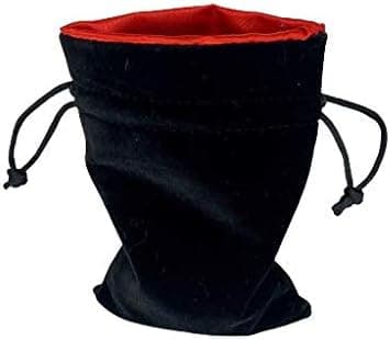 4"x6" Black Velvet & Red Satin dice Bag. Perfect for RPG dice, Jewelry and Coins!