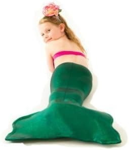 Applejack Apparel Green Mermaid Tail with Seashell Top - Little Mermaid Costume (Medium 5-7)