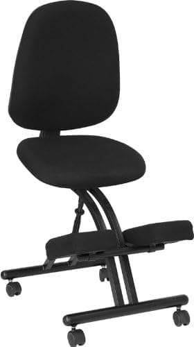 Flash Furniture Mobile Ergonomic Kneeling Posture Office Chair with Back in Black Fabric