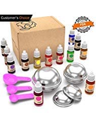 Organic Bath Bomb Coloring for Soap Making Supplies, Skin Safe Coloring Slime Ideal for Crafting Mold and Container, Includes 13 Colors, Molds and Gloves with e-Bonus; Great DIY Gift Idea